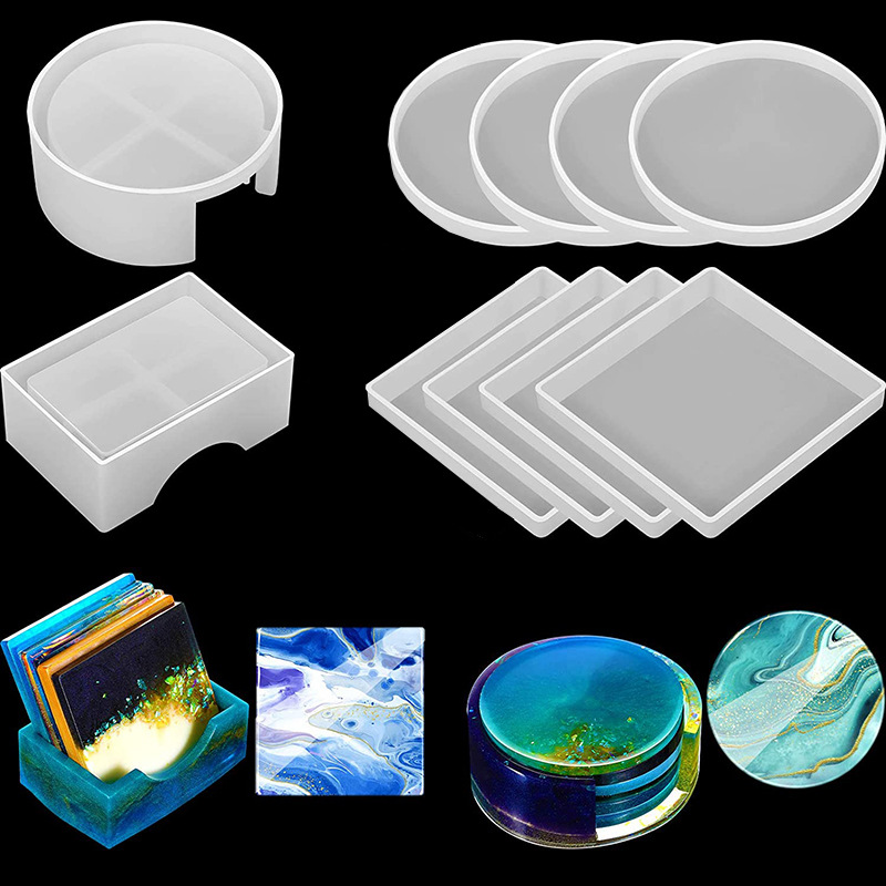 Coaster Mold Round - 5 unids/set DlY posavasos de resina