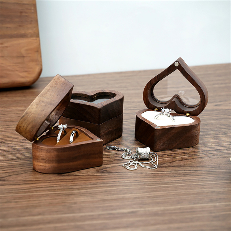 Wood Ring Blank - Caja de madera de nogal con