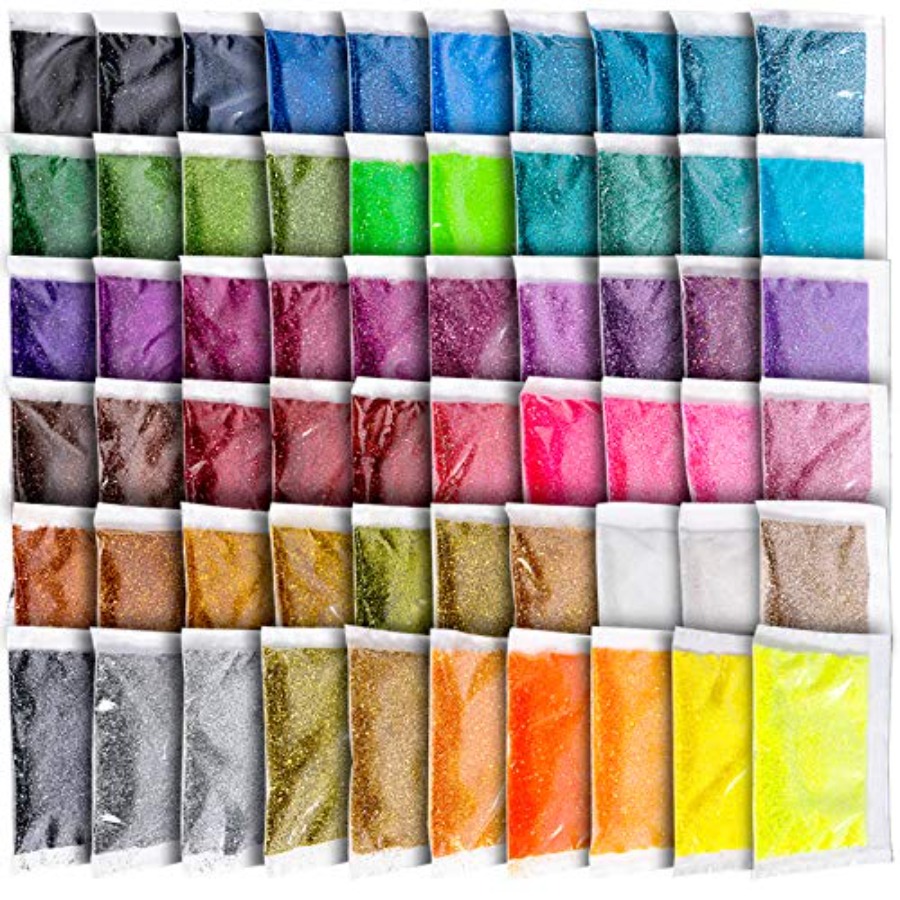 Resin Glitter Pack - Brillo Fino, 300g, 60 Colores, Paquetes