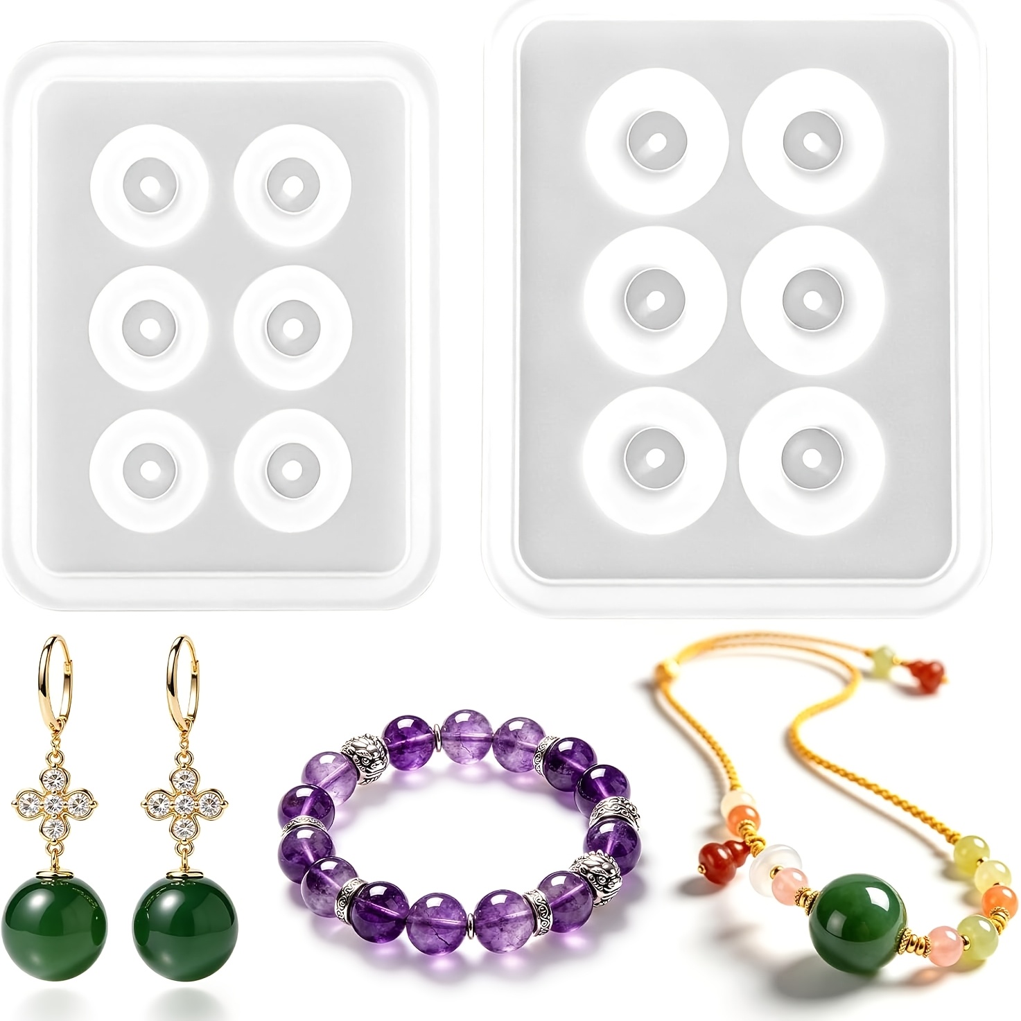Dos moldes perforados de silic - Resin Jewelry Kit reseña y precio