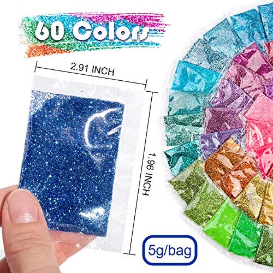 Brillo Fino, 300g, 60 Colores, - Resin Glitter Pack reseña y precio