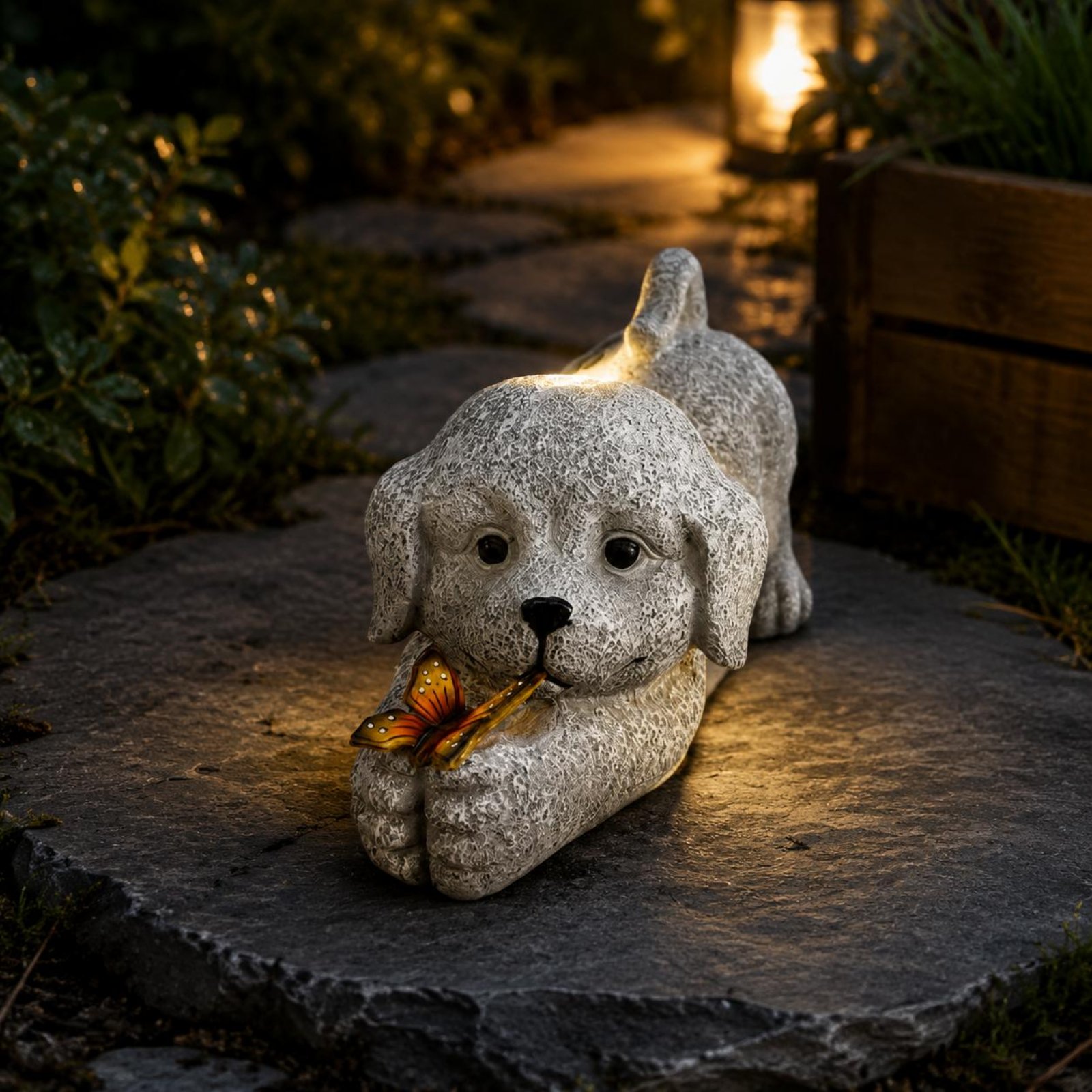Estatua de perro solar, artesa - Resin Crafts reseña y precio